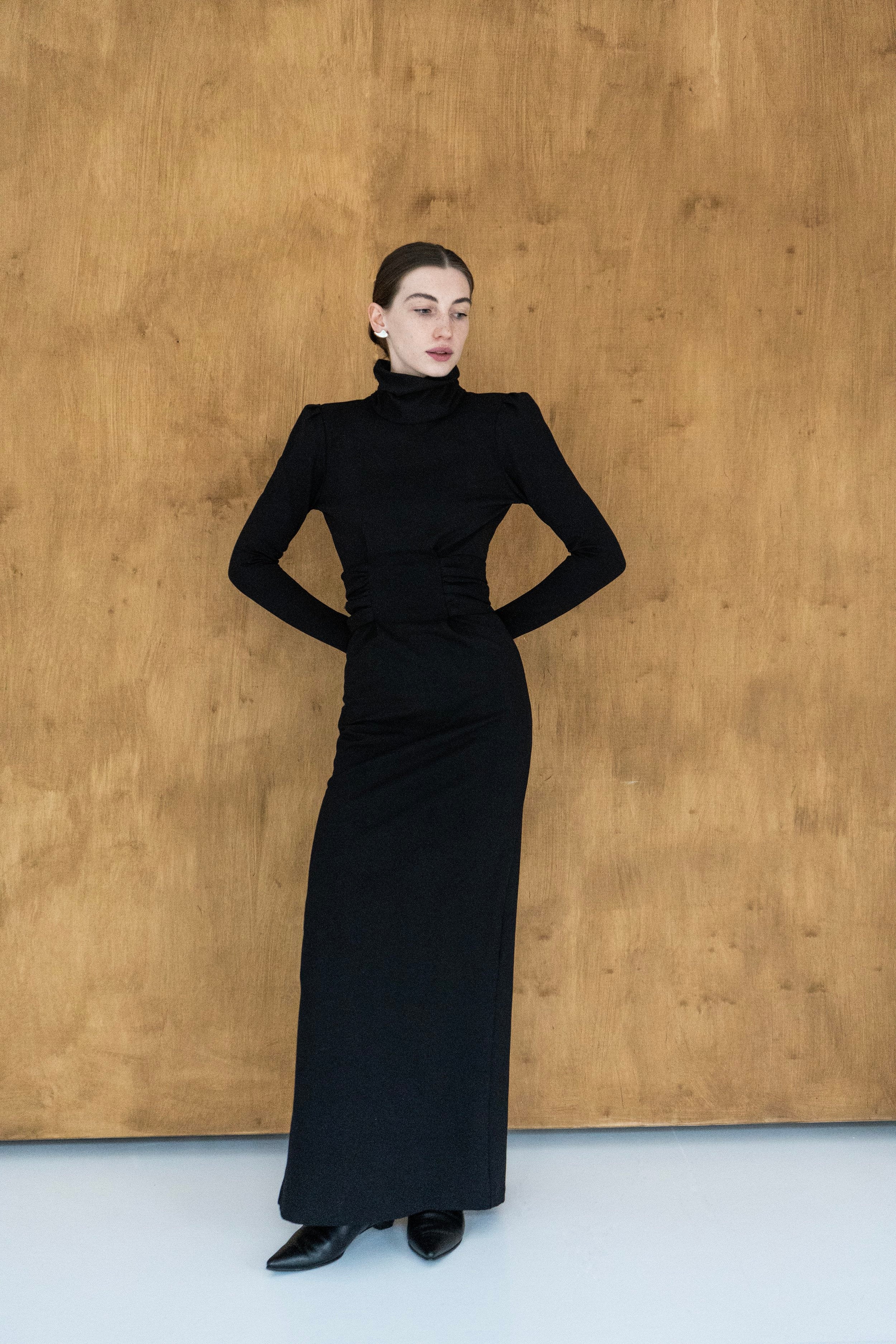 K M by L A N G E Salut Open Back Buckle Dress Dress - Black