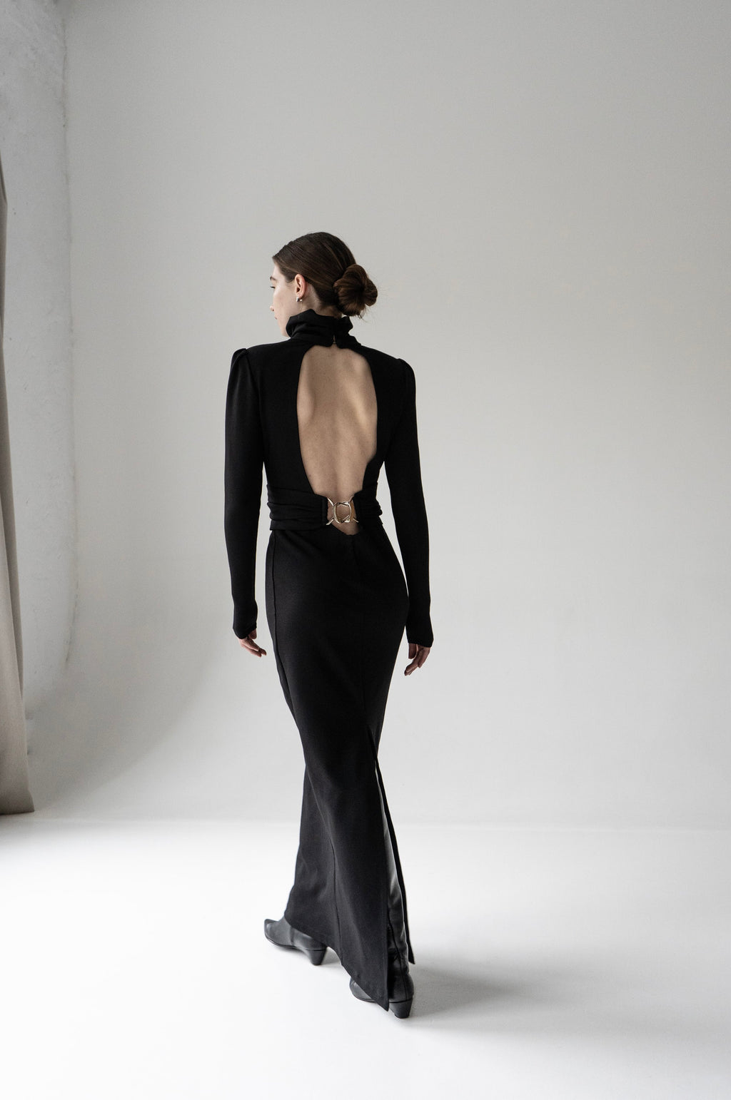 K M by L A N G E Salut Open Back Buckle Dress Dress - Black
