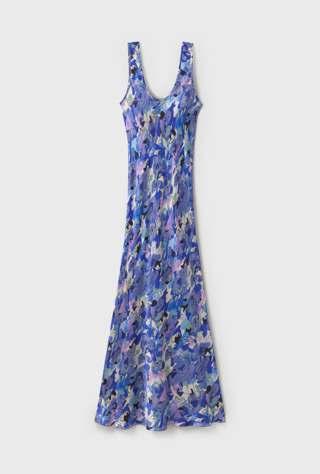 Silk Laundry Scoop Neck Dress - Cornflower Floral