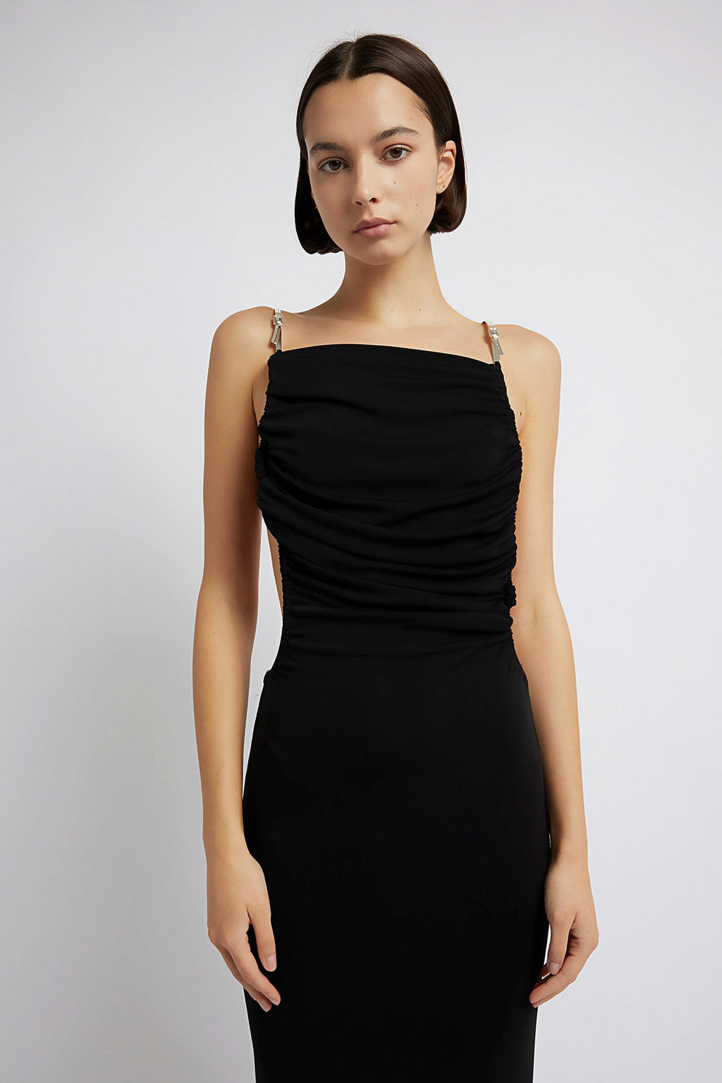 Christopher Esber SCULPTED STRAPPED RUCHED DRESS - Black