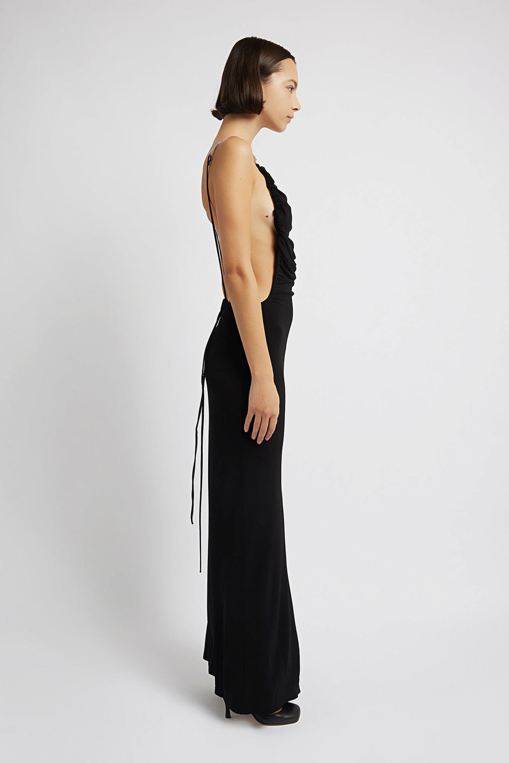 Christopher Esber SCULPTED STRAPPED RUCHED DRESS - Black