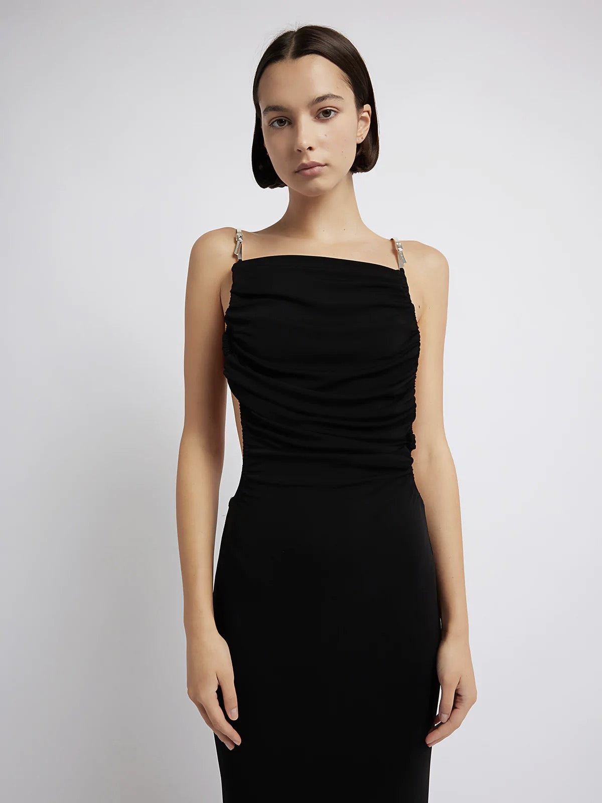 Christopher Esber SCULPTED STRAPPED RUCHED DRESS - Black