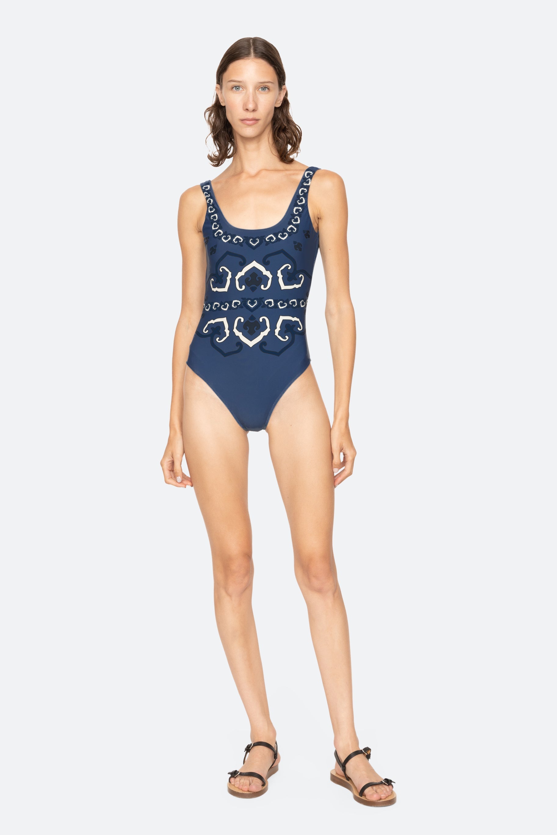 Sea NY Blaise Print Swimsuit - Navy