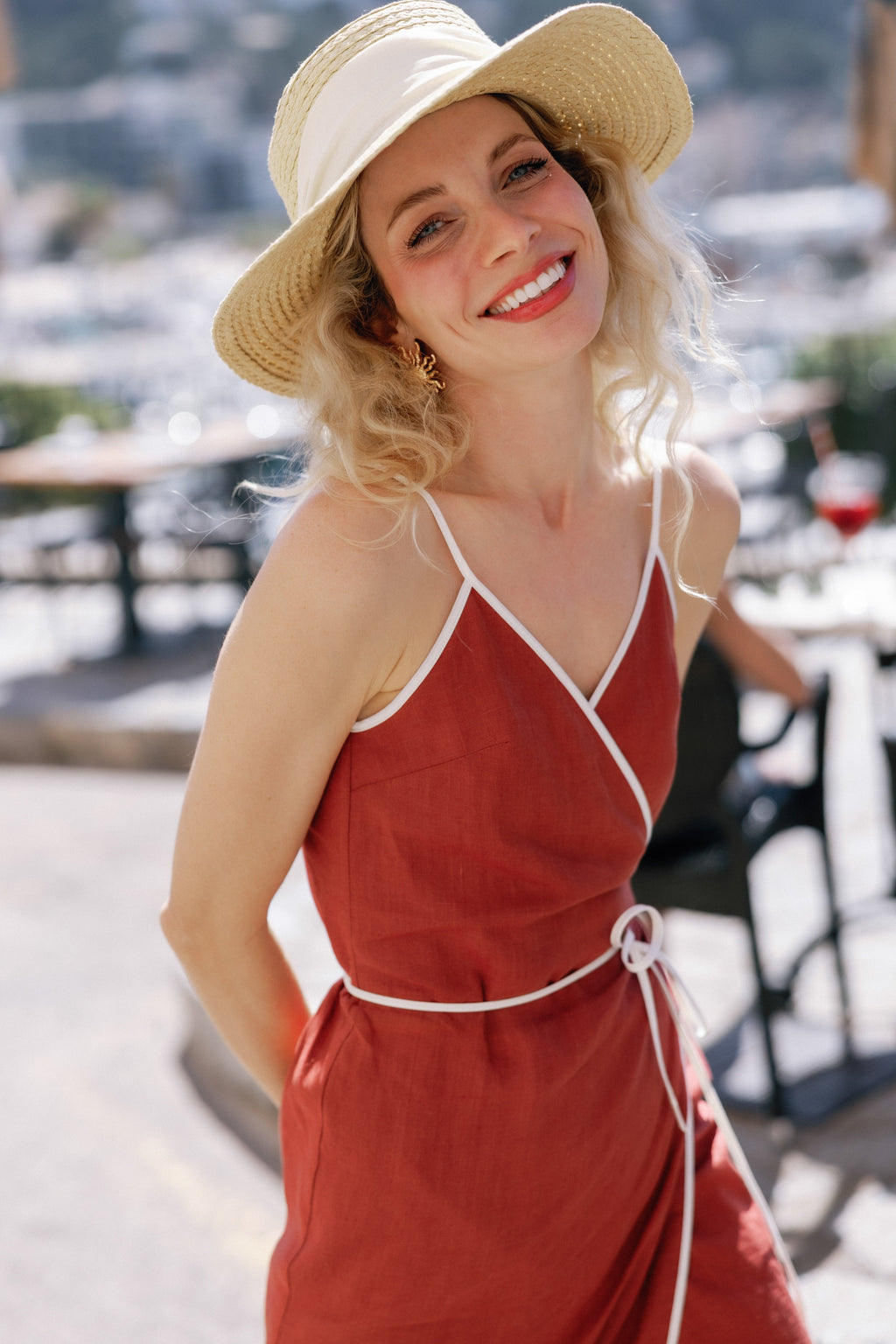 ESYA Sedona Linen Wrap Dress - Terracotta