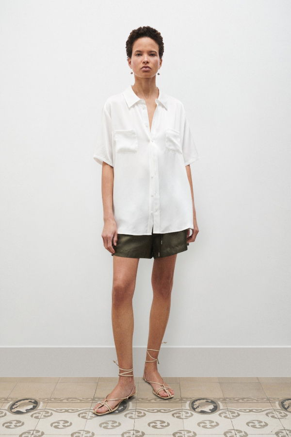 Silk Laundry Short Sleeve Boyfriend Shirt 2.0 - White