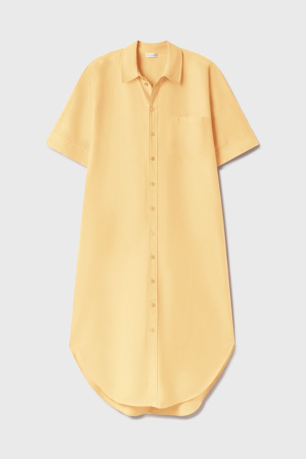 Silk Laundry Short Sleeve Boyfriend Shirt Dress - Margarita