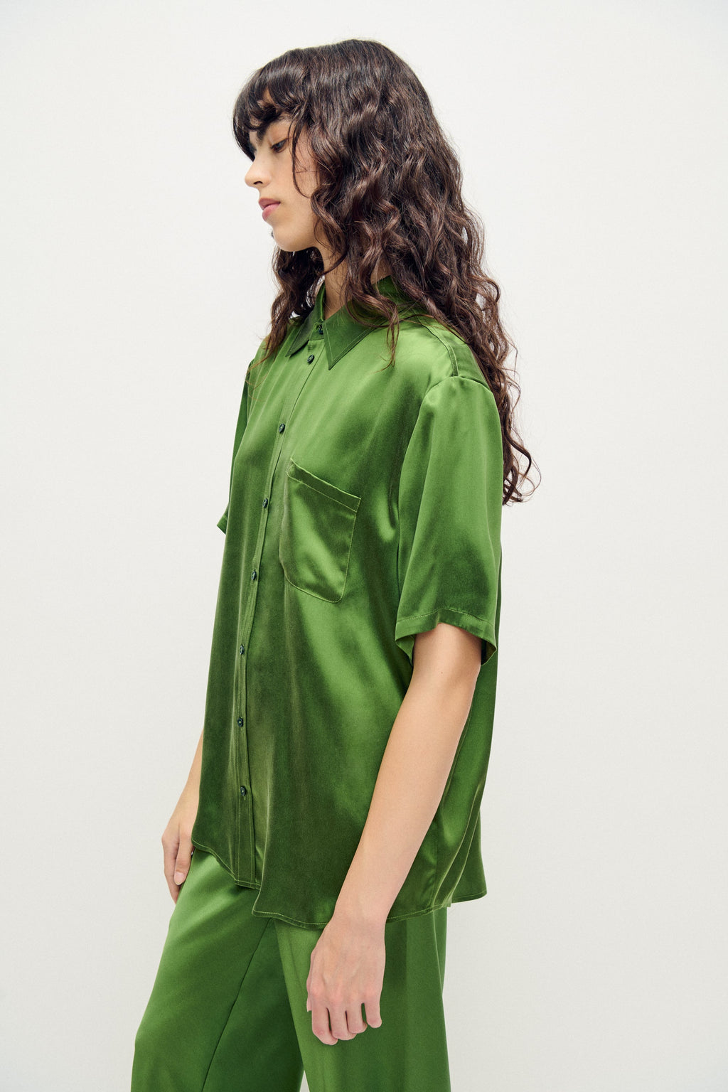 Silk Laundry Short Sleeve Boyfriend Shirt - Fields