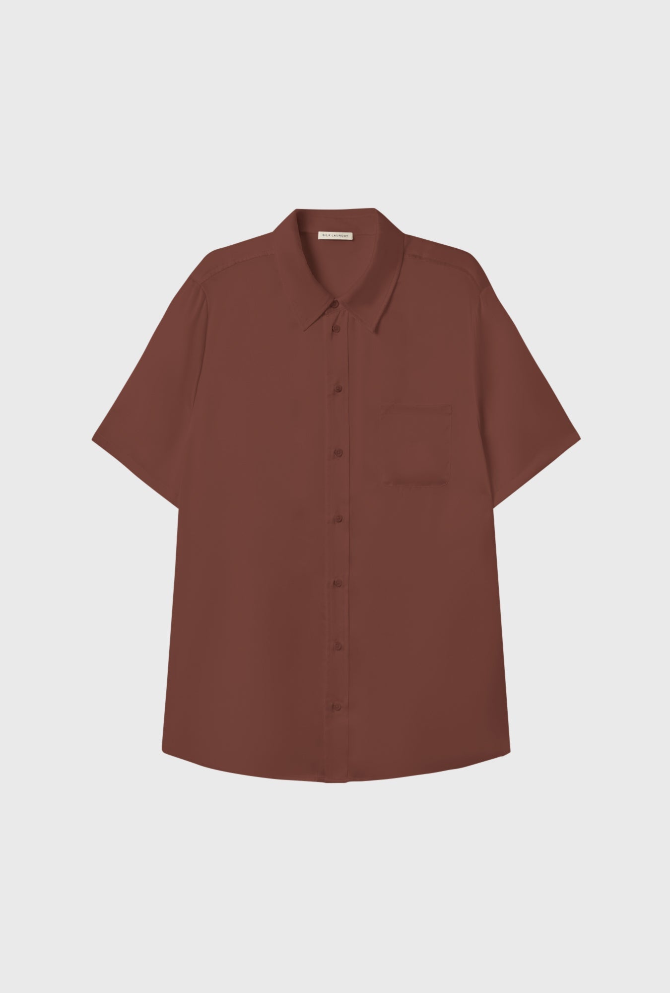 Silk Laundry Short Sleeve Boyfriend Shirt - Root