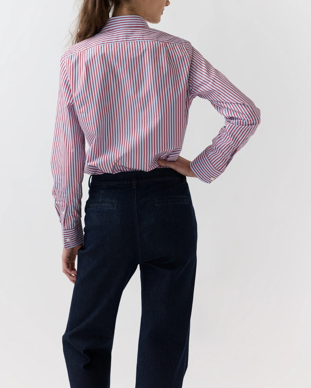 MASHBURN Sidney Shirt - Red / Sky Banker Stripe