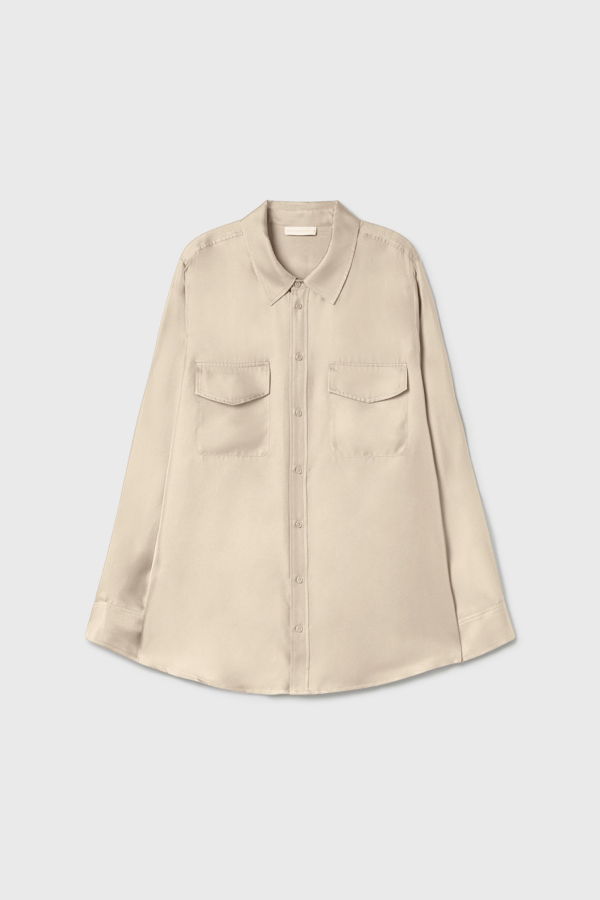 SILK LAUNDRY US TWILL BOYFRIEND SHIRT - HAZELNUT