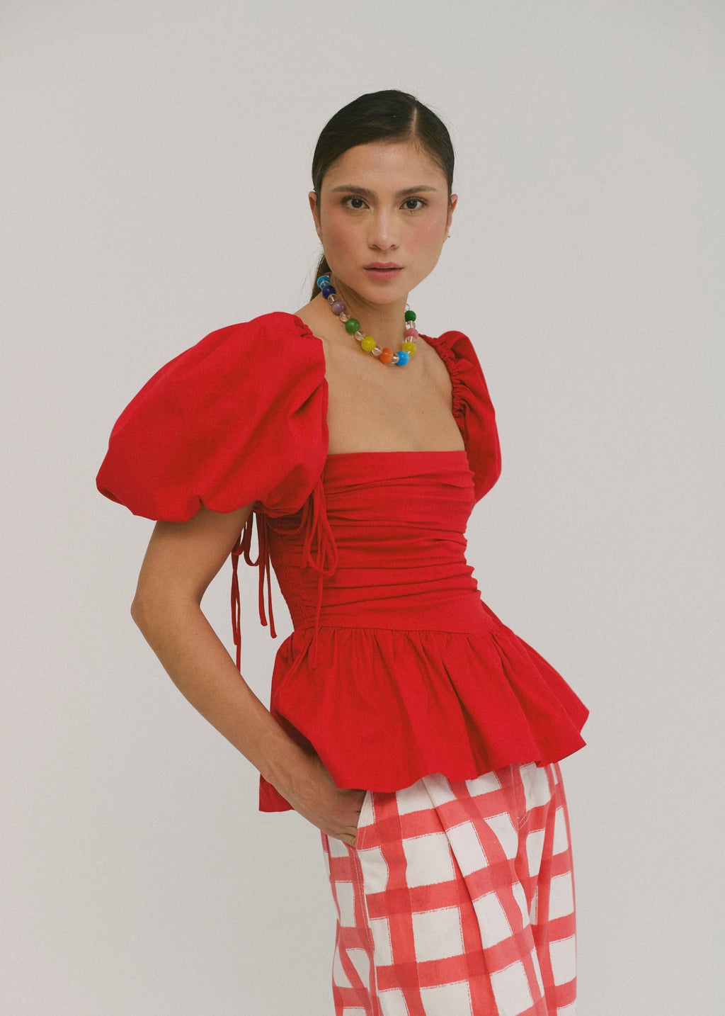SIXXTA Jacinta Top With Removable Sleeves - Cherry