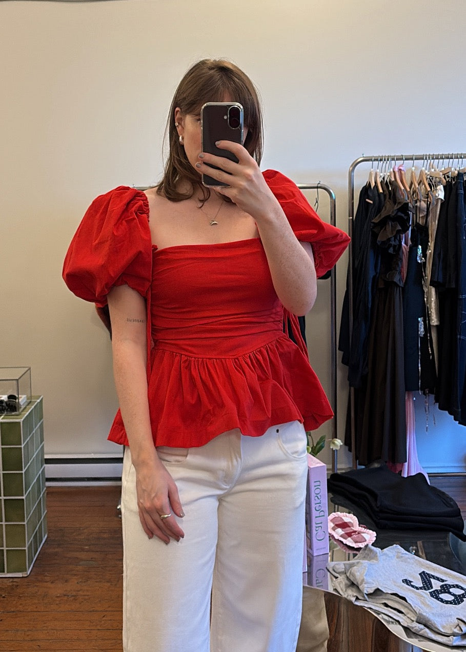 SIXXTA Jacinta Top With Removable Sleeves - Cherry
