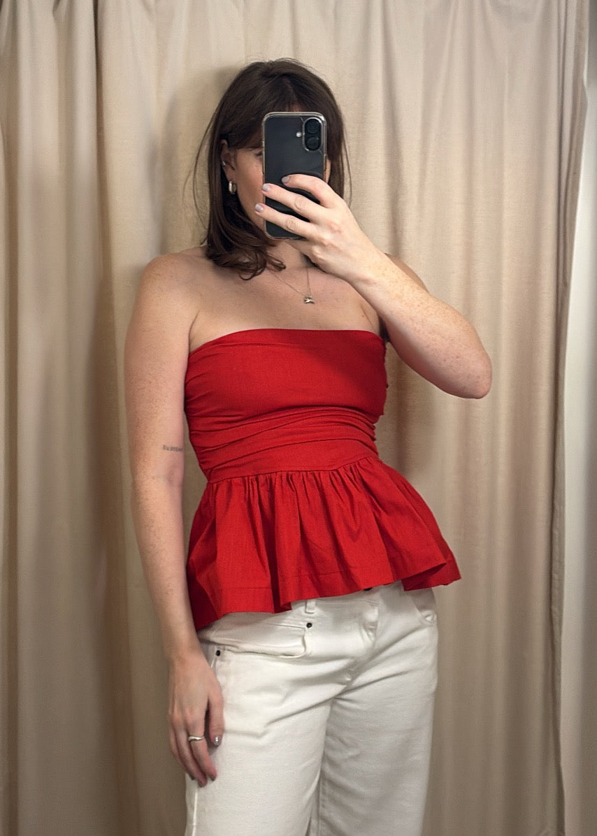 SIXXTA Jacinta Top With Removable Sleeves - Cherry