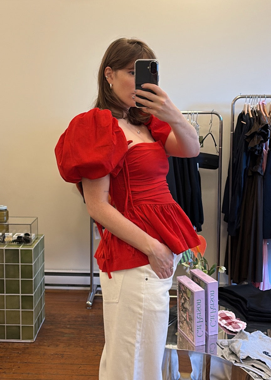SIXXTA Jacinta Top With Removable Sleeves - Cherry