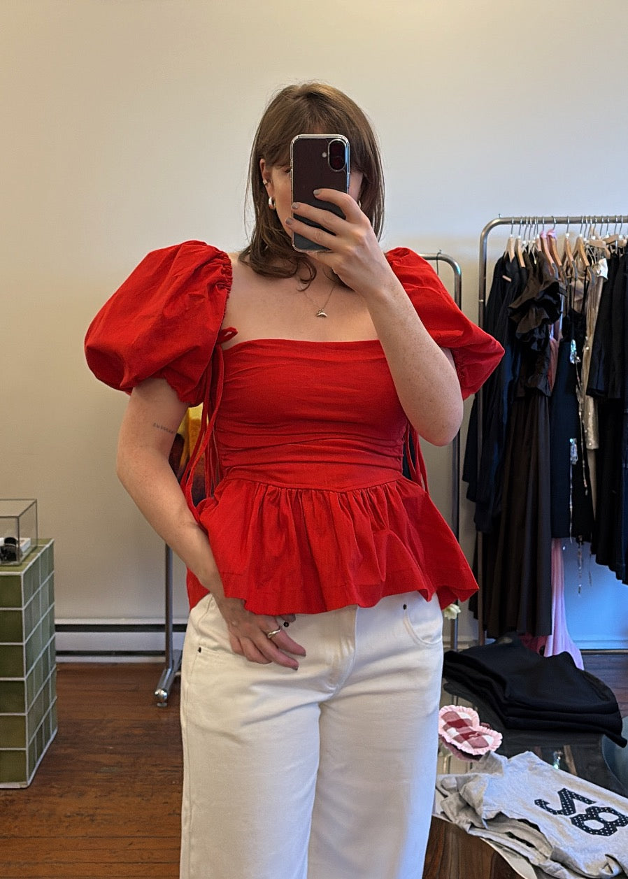 SIXXTA Jacinta Top With Removable Sleeves - Cherry