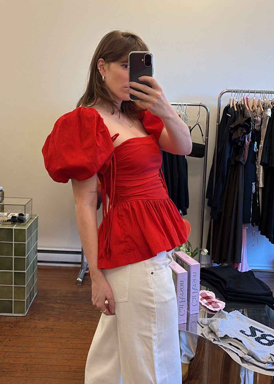SIXXTA Jacinta Top With Removable Sleeves - Cherry