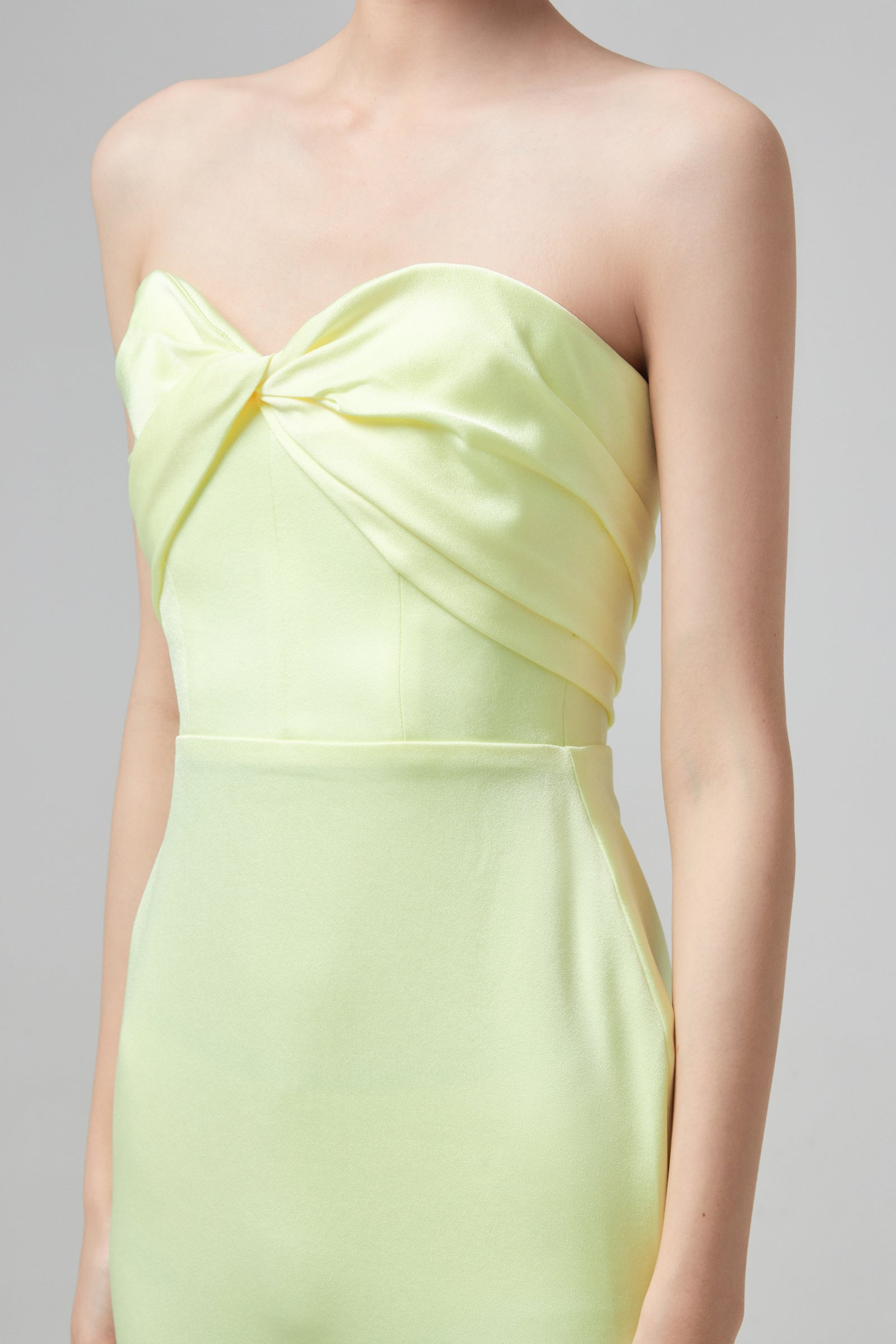ALEX PERRY Sloane Satin Crepe Strapless Dress - Lemon
