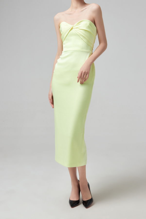 ALEX PERRY Sloane Satin Crepe Strapless Dress - Lemon