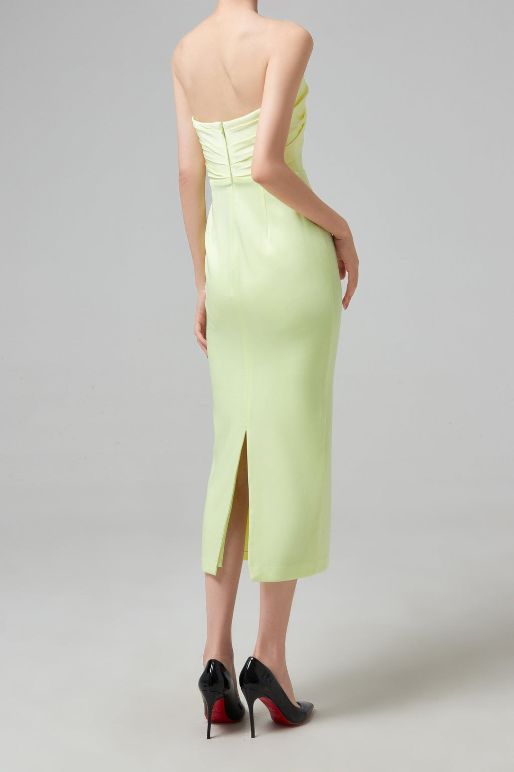 ALEX PERRY Sloane Satin Crepe Strapless Dress - Lemon