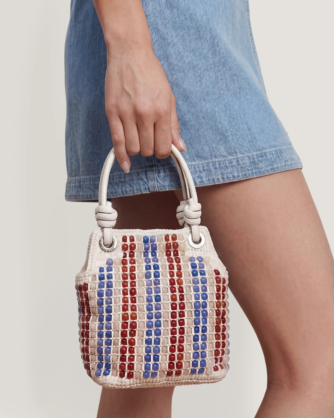 Veronica Beard Small Beaded Slouch Bag - Off White Multi