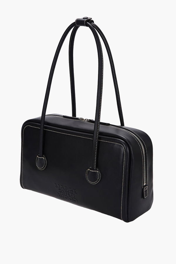 MARGESHERWOOD Small Soft Boston Handbag - Black Plain