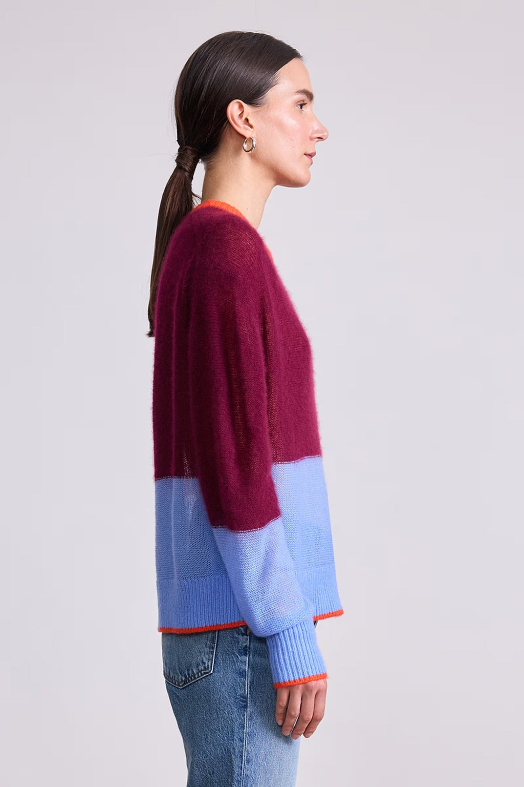 Apiece Apart Softest Tissue Weight Sweater - Black Cherry & Cornflower