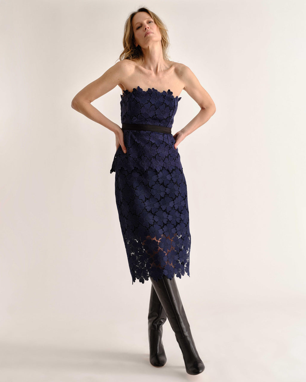Cartolina Romita Peplum Top - Midnight Blue
