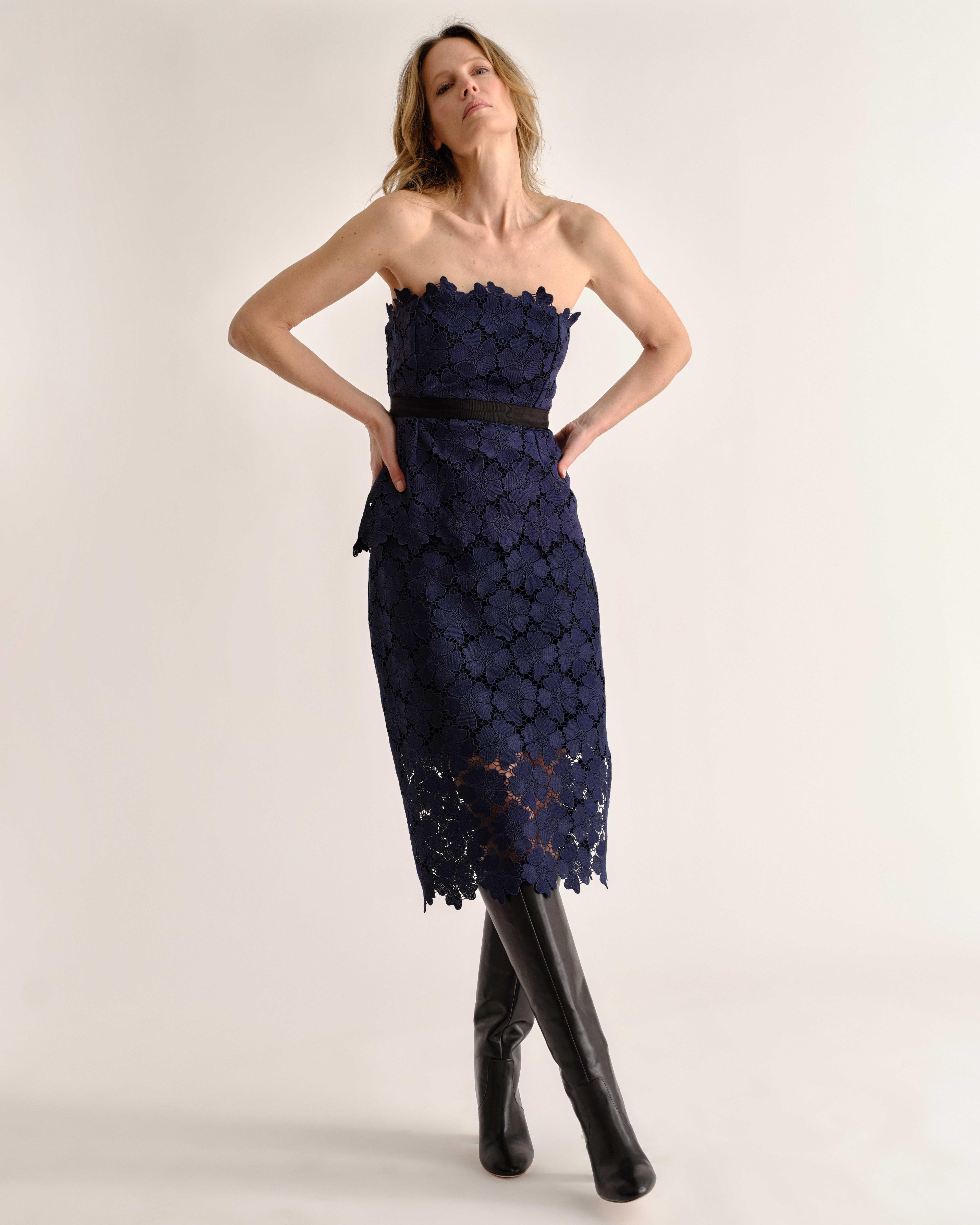 Cartolina Romita Peplum Top - Midnight Blue