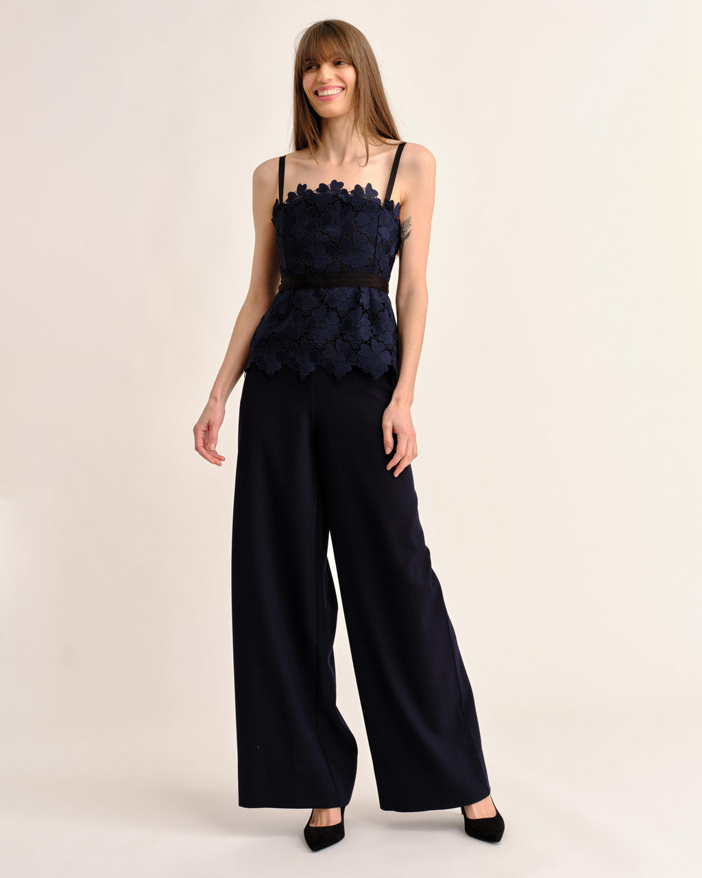 Cartolina Romita Peplum Top - Midnight Blue