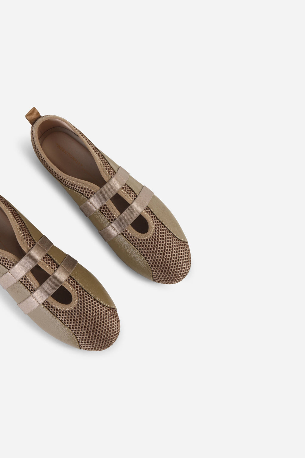 INTENTIONALLY __________. Sporty Mesh Slip On Ballet Sneaker - Khaki