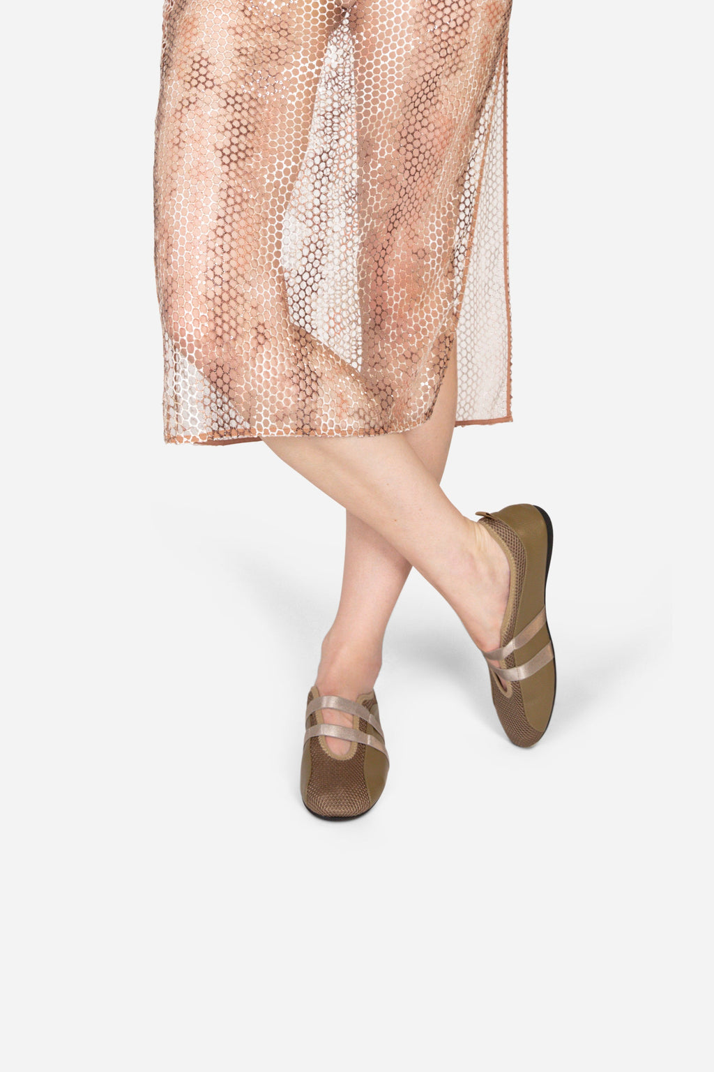 INTENTIONALLY __________. Sporty Mesh Slip On Ballet Sneaker - Khaki