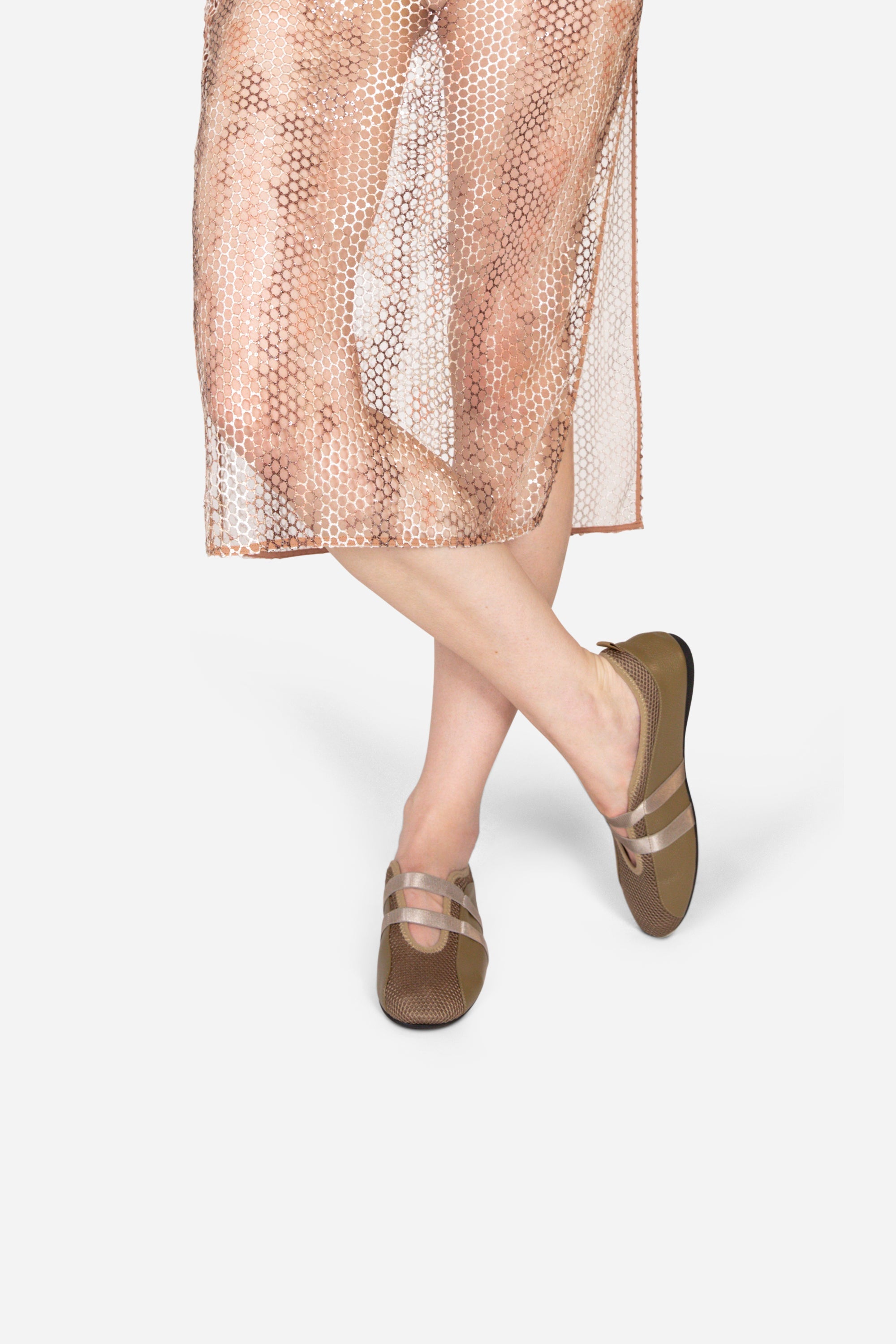 INTENTIONALLY __________. Sporty Mesh Slip On Ballet Sneaker - Khaki