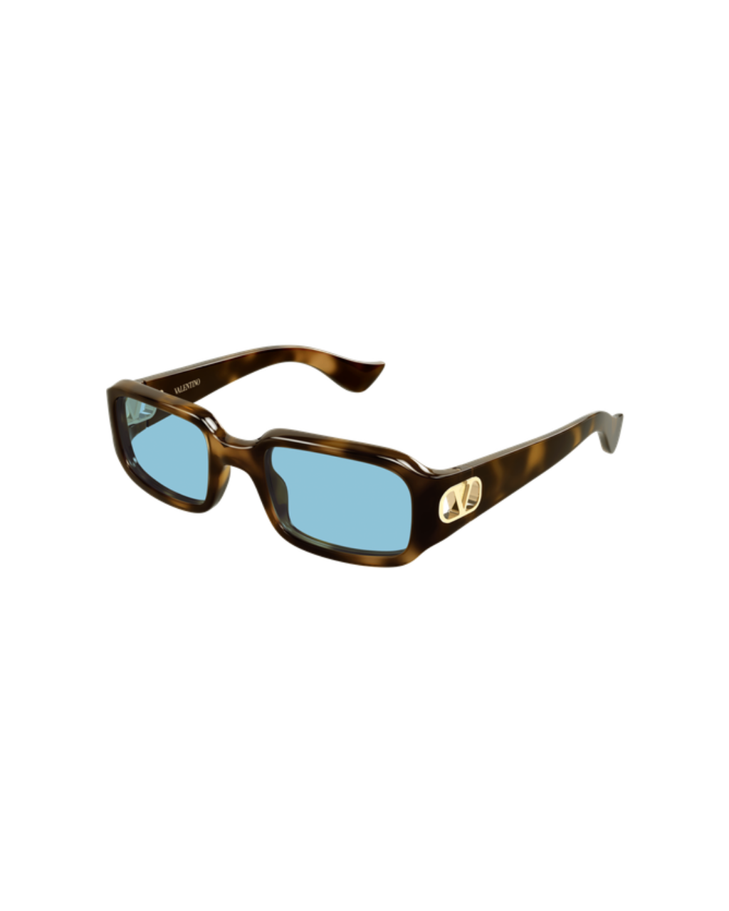 Valentino Square Rectangular Sunglasses - Havana/Blue