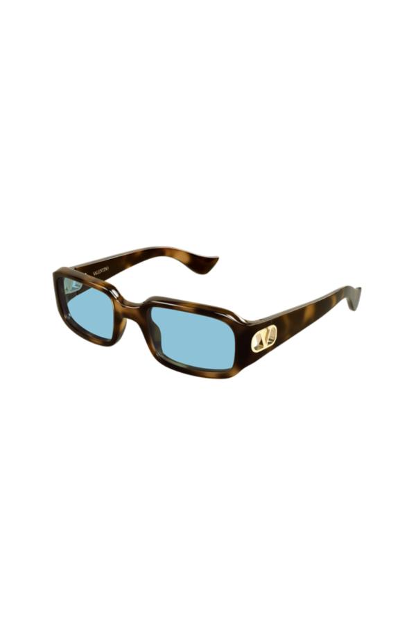 Valentino Square Rectangular Sunglasses - Havana/Blue