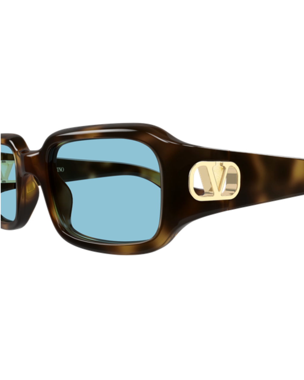 Valentino Square Rectangular Sunglasses - Havana/Blue