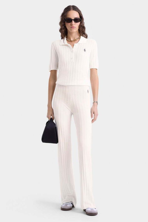 SPORTY & RICH SRC Ribbed Trousers - Ecru