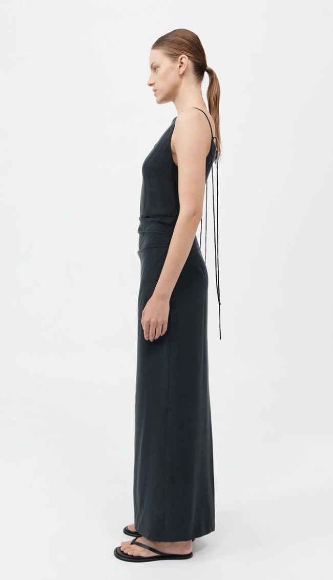 St. Agni Silk Tuck Dress - Black