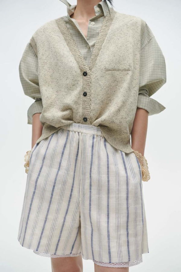 Striped Bermuda with Lace