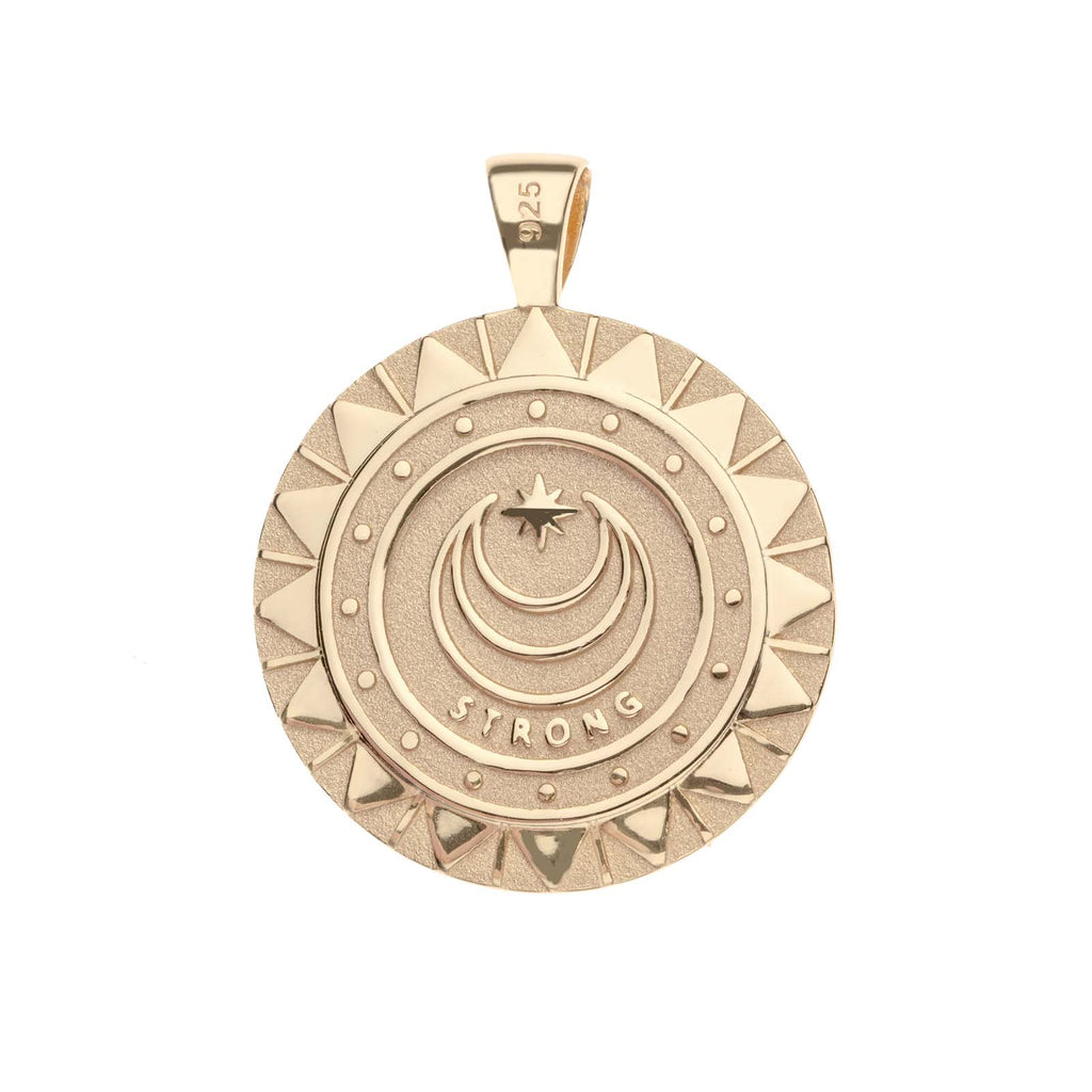 Jane Win Jewelry STRONG Blazing Sun Coin Pendant Necklace