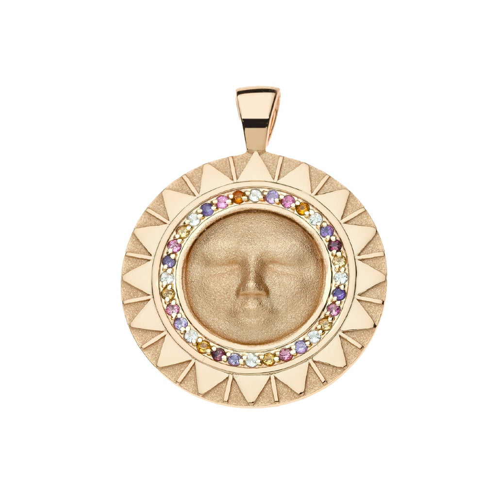 Jane Win Jewelry STRONG Blazing Sun Coin Pendant Necklace