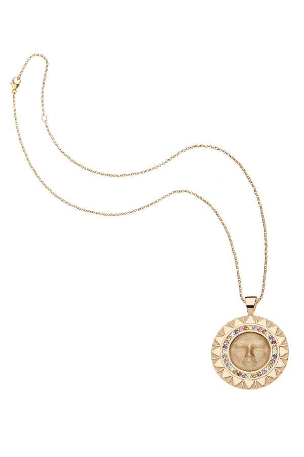 Jane Win Jewelry STRONG Blazing Sun Coin Pendant Necklace