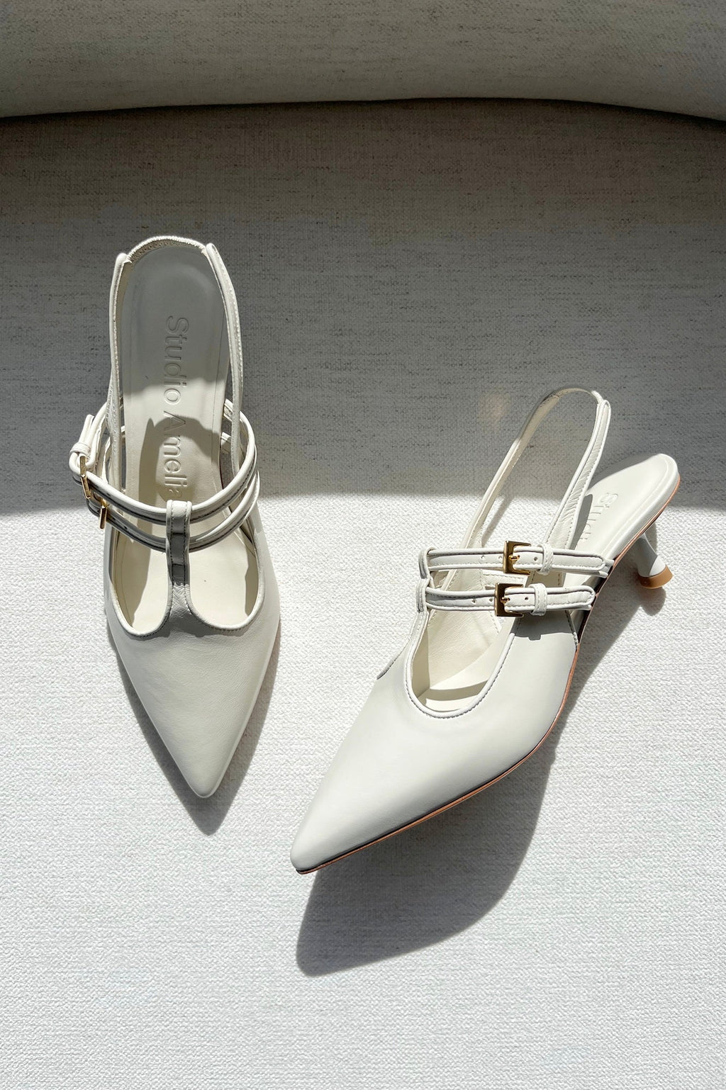 STUDIO AMELIA Alto 50 Slingback Heels - Cream