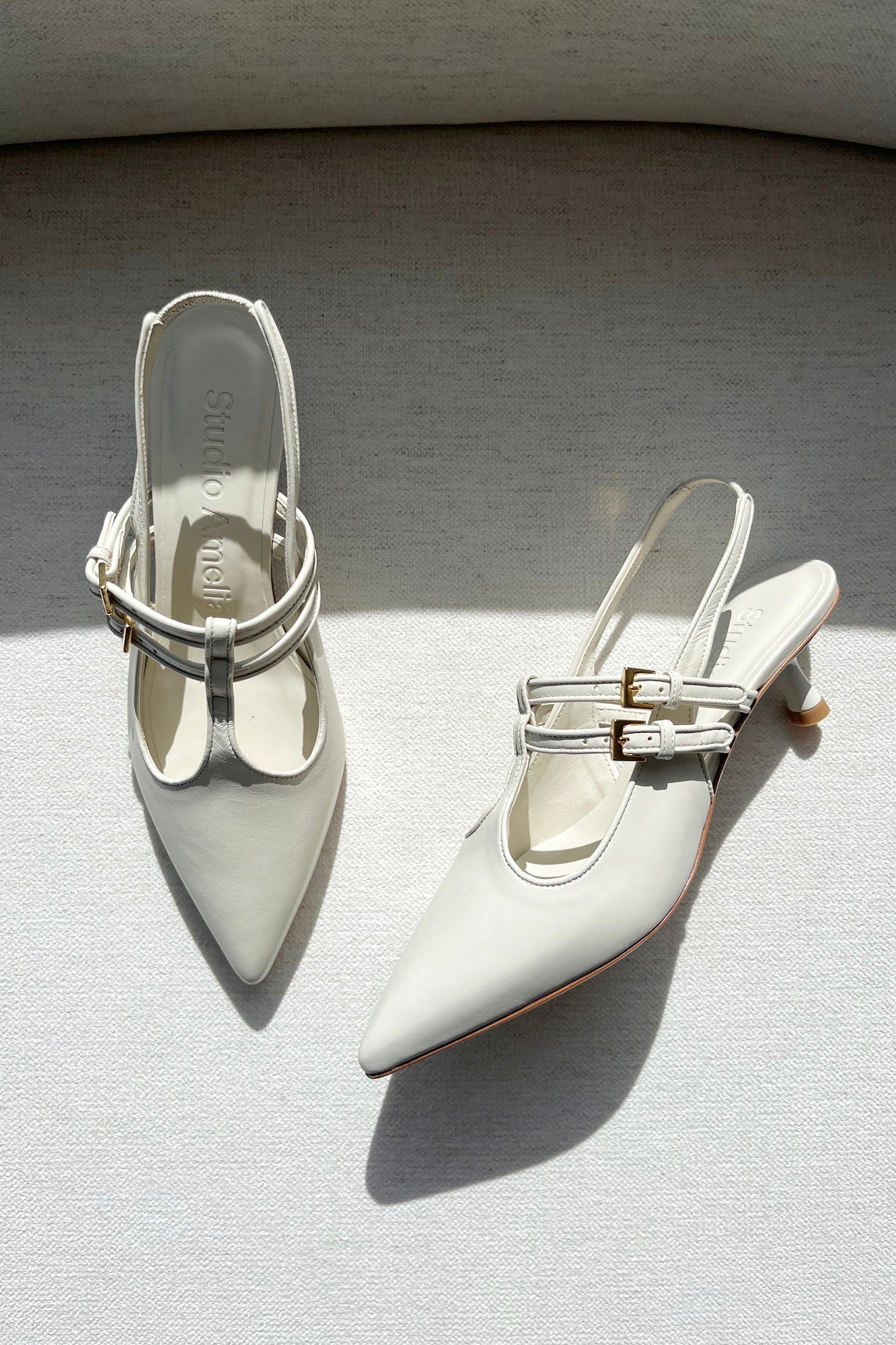 STUDIO AMELIA Alto 50 Slingback Heels - Cream