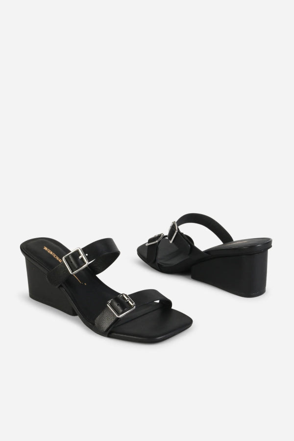 "INTENTIONALLY __________." Surrender Leather Wedge Heel Sandal