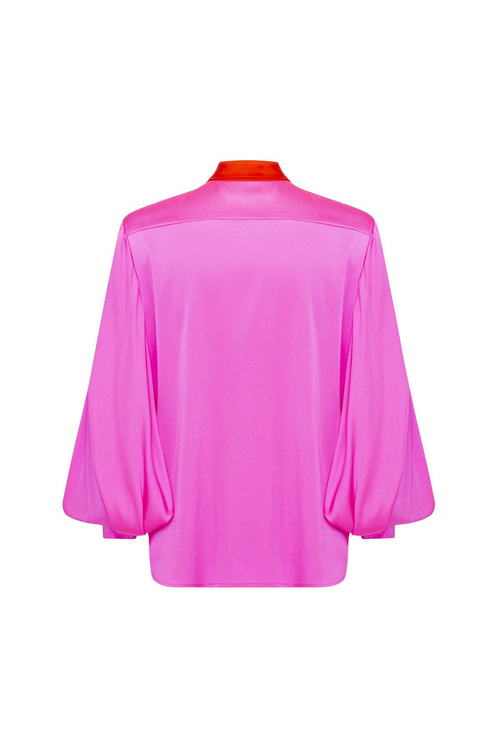 ALEX PERRY Sutton Silk Satin Balloon Sleeve Dress - Pink w Scarlet