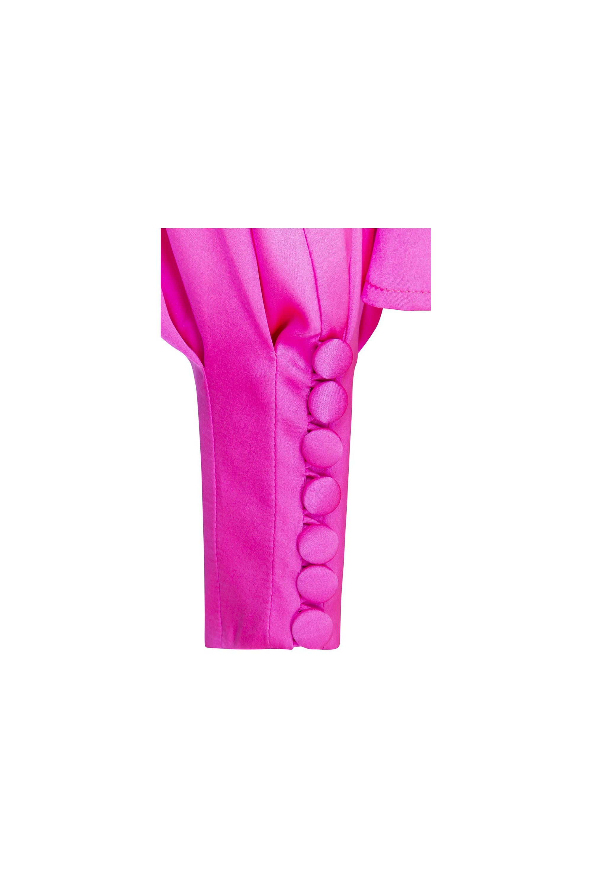 ALEX PERRY Sutton Silk Satin Balloon Sleeve Dress - Pink w Scarlet