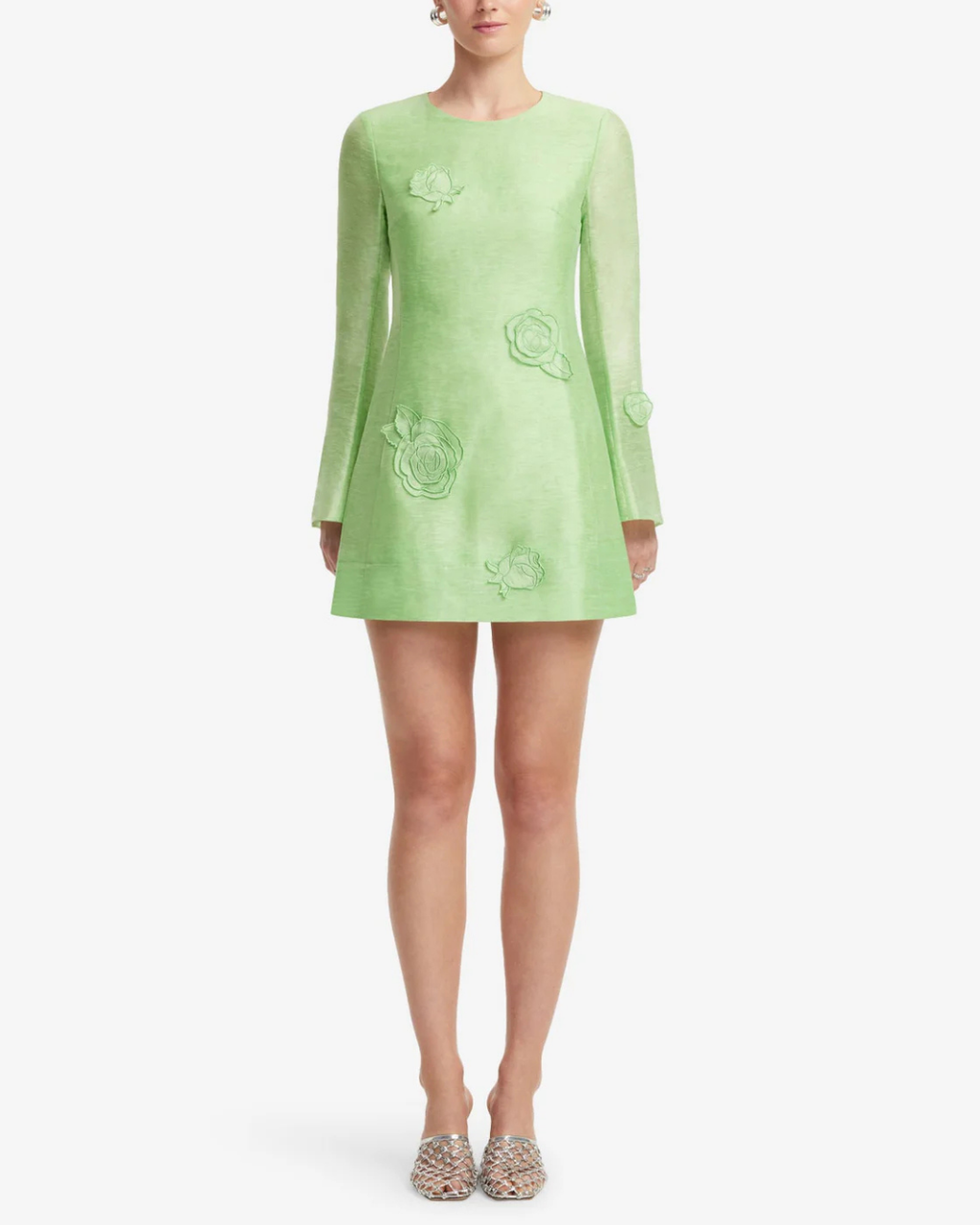 Leo Lin Suzanne Appliqué Mini Dress - Juniper Green