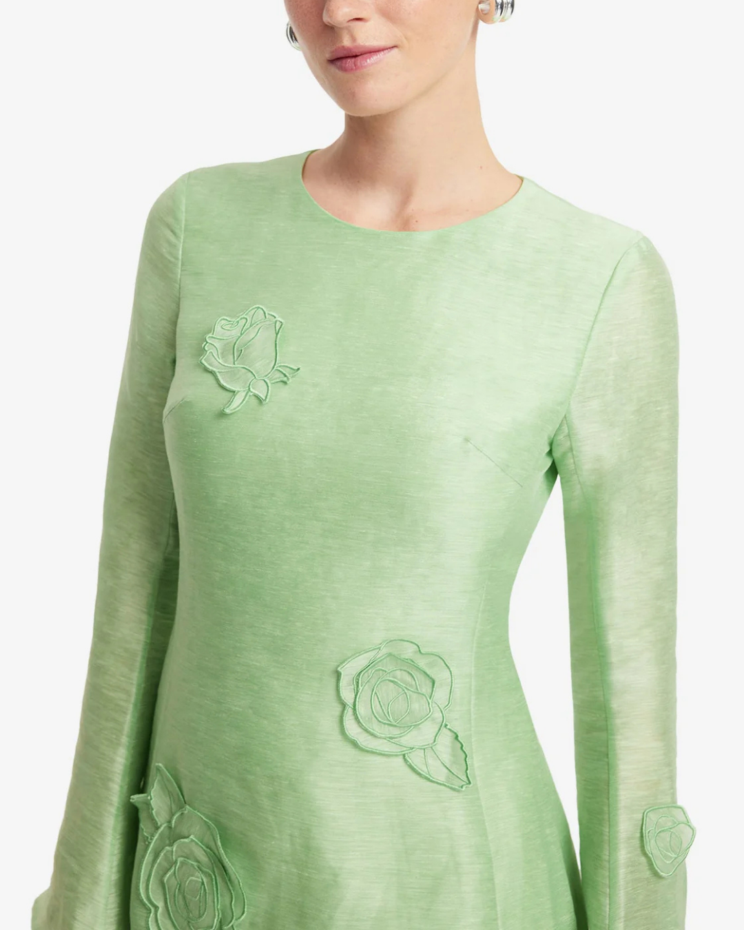 Leo Lin Suzanne Appliqué Mini Dress - Juniper Green