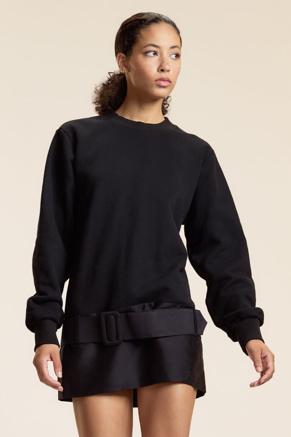 Cynthia Rowley Serena Sweatshirt Dress - Black