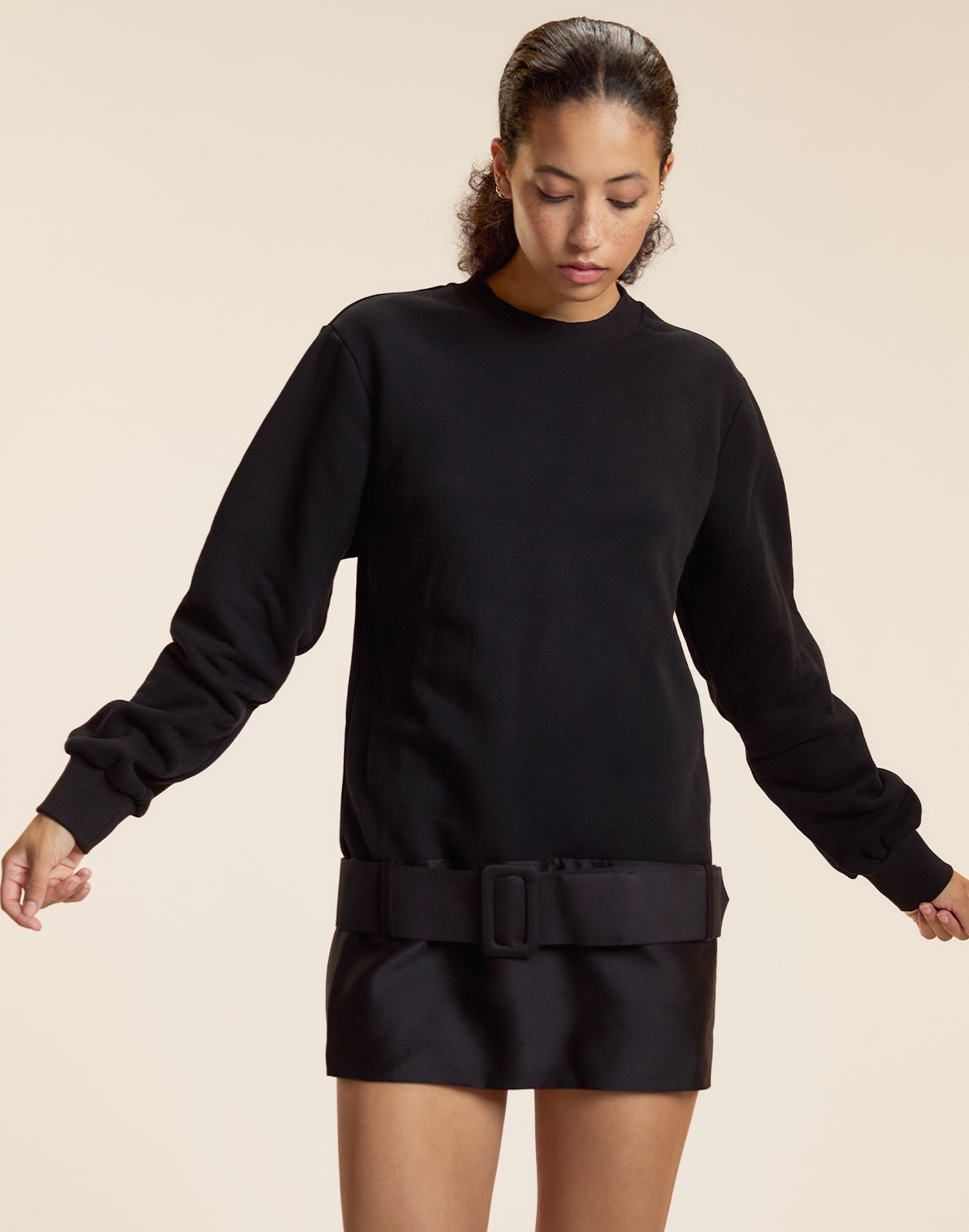 Cynthia Rowley Serena Sweatshirt Dress - Black